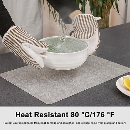 Myir JUN Reversible Vinyl Placemats Set of 4, Faux Leather Place Mats Dual Sided Waterproof Oilproof Wipeable, Heat-Resistant Table Mats for Kitchen Dining Indoor Outdoor (12" x 17", Light Gray Beige)