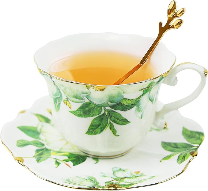 Country Roses Porcelain Tea Cup and Saucer Set - Image 3