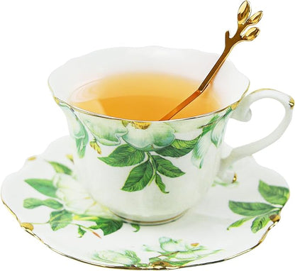 Country Roses Porcelain Tea Cup and Saucer Set - Image 3