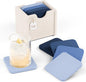 Fluxynara Felt Coasters with Holder, Denim Mist | Square Felt Coasters by FLUXYNARA