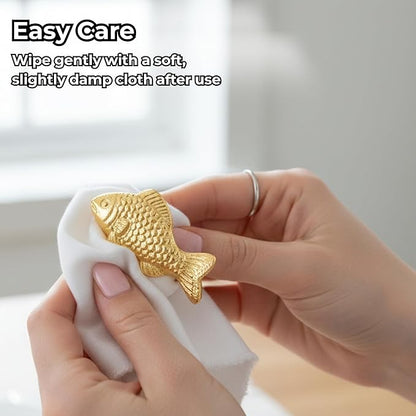 ALPHA Living HOME 12 Pcs Decorative Fish Metal Napkin Ring for Table Settings Napkins Ring for Dining, Anniversary, Birthday, Romantic Dinner, Holiday, Party of Table Setting, Wedding Table (Gold)