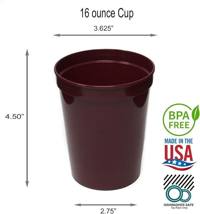 Rolling Sands 16 oz. Reusable Plastic Stadium Cups, 8 Pack, Made in USA - Image 2