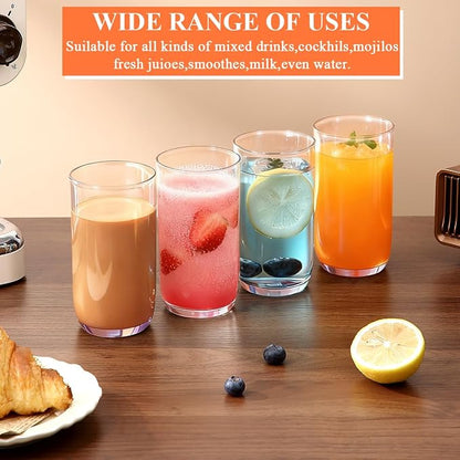 HOMQUEN 14oz Highball Glasses, PET Clear Plastic Water Glasses, Beer Glasses - Image 4