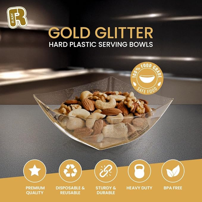 R-kay 6 Pack Gold Small Plastic Serving Bowls 8 oz - Image 2