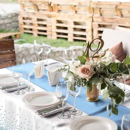 16Pack Disposable Plastic Tablecloths and Satin Table Runner Set White and - Image 6