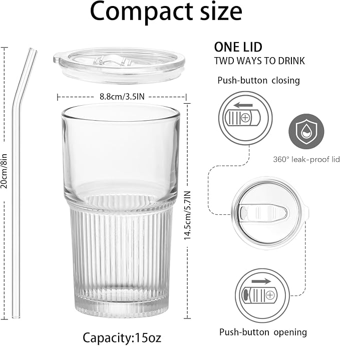 Luiaiog 18.5oz Glass Cups with Lids and Straws - Image 2
