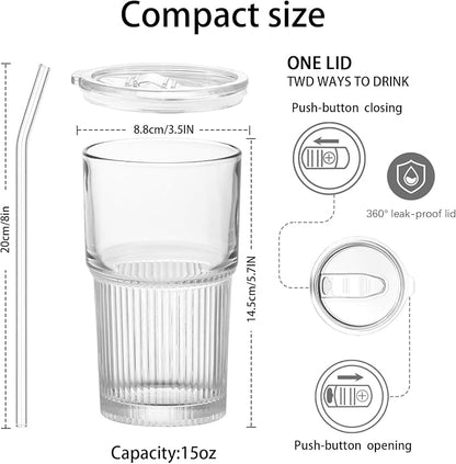 Luiaiog 18.5oz Glass Cups with Lids and Straws - Image 2