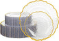 N9R 120 PCS Clear and Gold Plastic Plate, Clear Disposable Plate with Gold Rim, Stone Texture Plates Include 120 Dinner & Dessert Plates for Wedding, Party