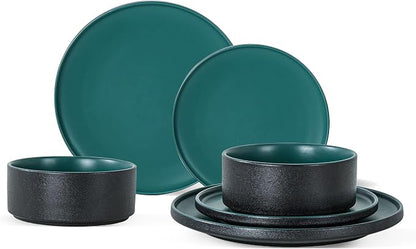 6 Piece Ceramic Plates and Bowls Sets by Shrynxal