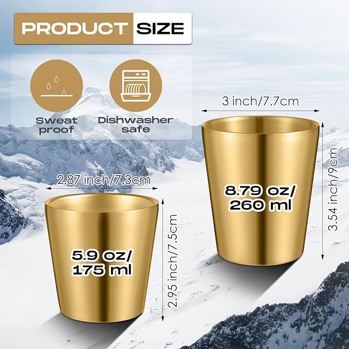 Mimorou 8 Pack Stainless Steel Insulated Cup 5.9 oz Metal Tumbler Double Wall - Image 2
