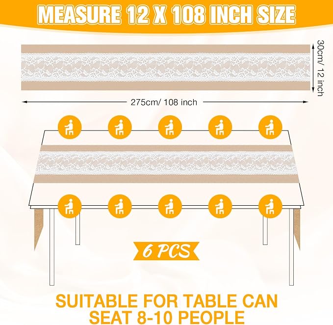 Xinnun 6 Pack Burlap Table Runner - Image 7