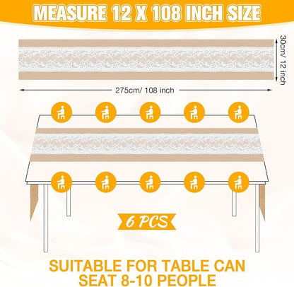 Xinnun 6 Pack Burlap Table Runner - Image 7