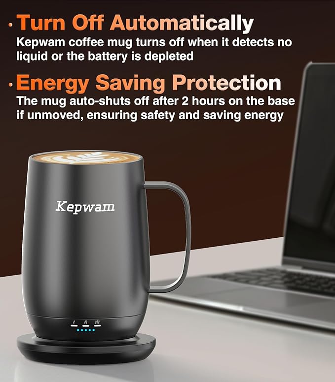 Kepwam Heated Coffee Mug T2-Plus, 20oz Large Capacity Longer Battery Life | - Image 4