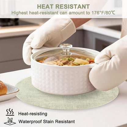Round Faux Leather Placemats and Coasters, Reversible Heat Resistant Non-Slip - Image 2
