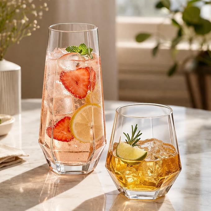 Oojami 48 Pack Diamond Plastic Champagne Flutes Stemless 9oz & 12oz Cups | - Image 6
