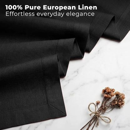 Classic Linen™ by D'Moksha Black Table Runner 120 Inches Long, 100% Pure Linen - Image 2