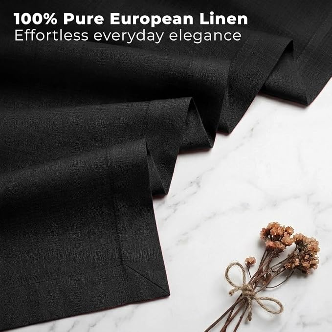 Classic Linen™ by D'Moksha Black Table Runner 60 Inches, 100% Pure Linen - Image 2