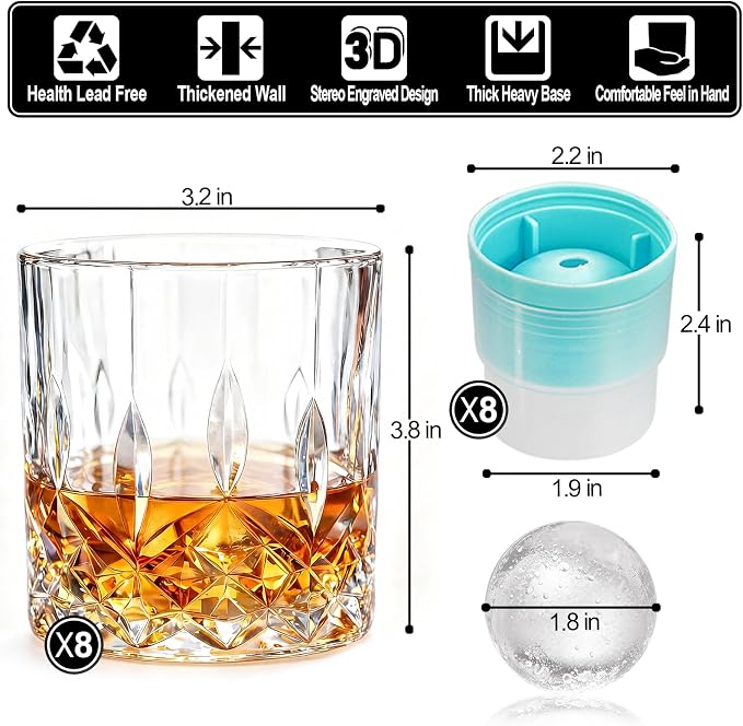 QUMMFA Whiskey Glasses, 11 OZ Old Fashioned Glass - Image 5