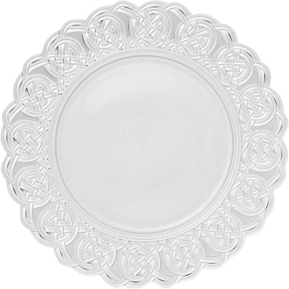 100 Pcs Antique Charger Plates Bulk, 13in Reusable Serving Plates Embossed Rim Plastic Party Dinner Plate Chargers Round Decorative Server Plate for Wedding Party Event Tableware