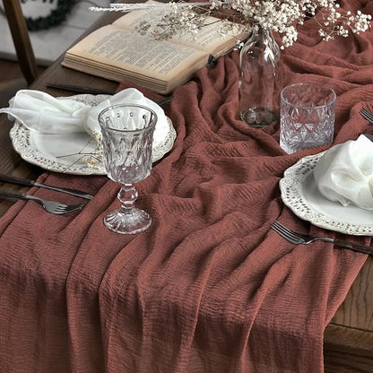 Artoid Mode Boho Cheesecloth Gauze Dusty Rose Wedding Table Runner, 120 Inch by ArtoidMode