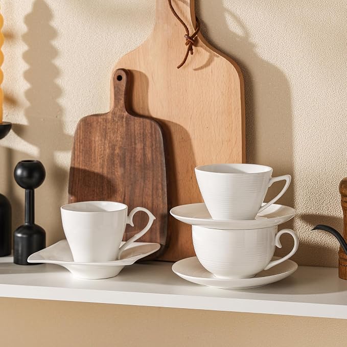 12 oz Cappuccino Cups with Saucers, Ceramic Espresso Coffee Cups Set of 4 - Image 9