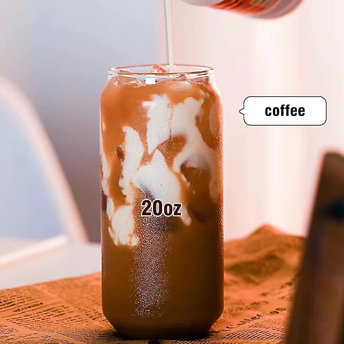 Glass Cups with Lids and Straws 1Pack, Glass Coffee Cups with Lid, Smoothie Cup - Image 3