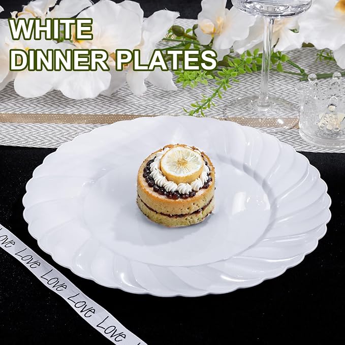 U-QE 60 Count White Plastic Plates - Image 3