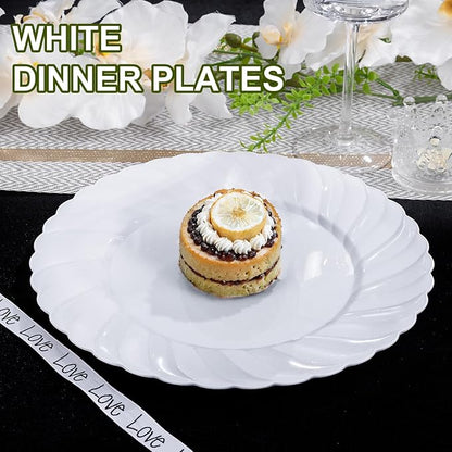 U-QE 60 Count White Plastic Plates - Image 3