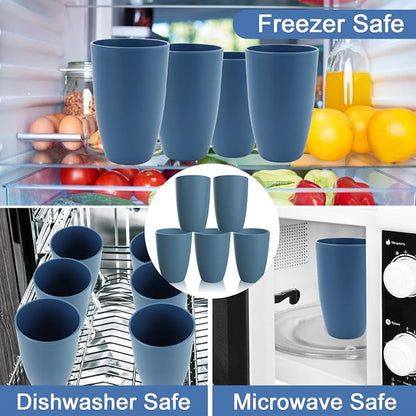 20 OZ Large Drinking Cups, Wheat Straw Cups Set of 6, Unbreakable Plastic - Image 5