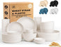 Dinnerware Sets for 8, Wheat Straw Plate and Bowl Set, Unbreakable Kitchen Set by BUSOKIP