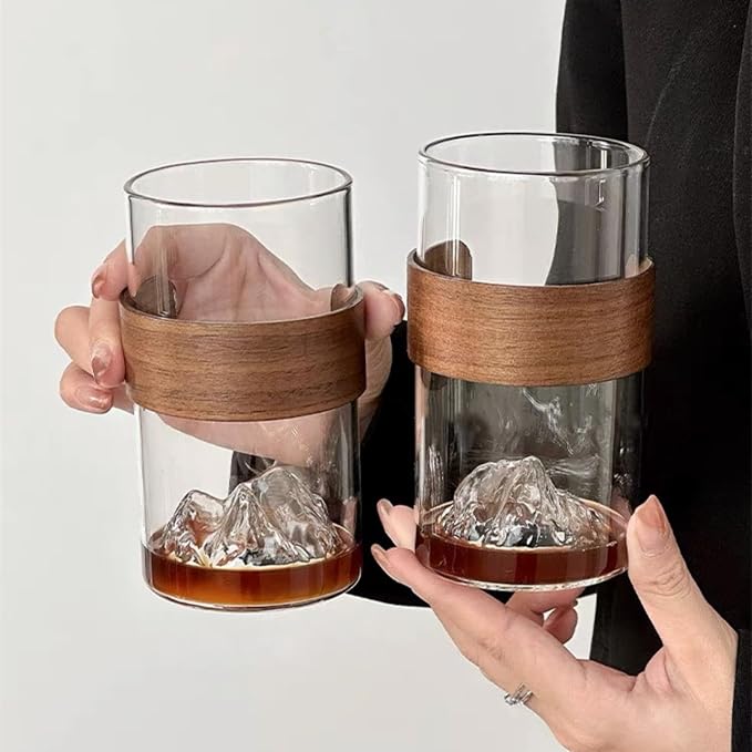 Mountain View Glass Cups – Modern Clear Glass Cups Set, Sleek Design, - Image 4