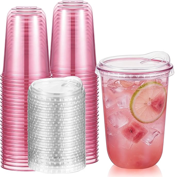 Baderke 50 Pcs Round Bottom Plastic Cups by Baderke