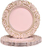Pink Charger Plates with Gold Embossed Rim, Plate Chargers by Umisriro