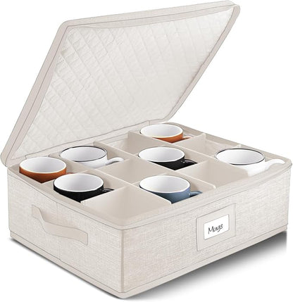 Hearth & Harbor Coffee Mug Storage, Quilted and Stackable Coffee Cup Storage by HearthHarbor