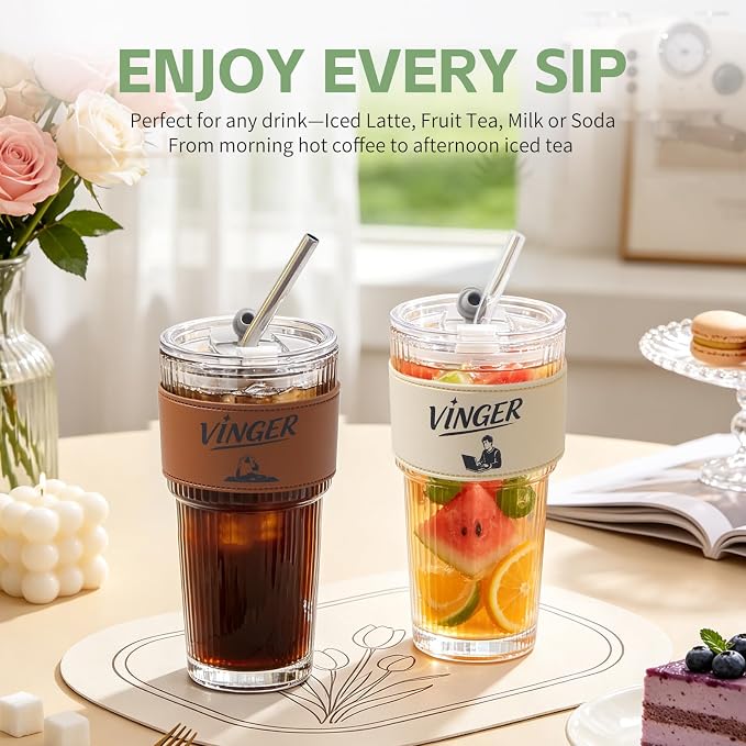 20 oz Ribbed Glass Tumblers - Image 5