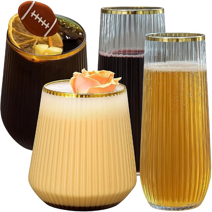 48 Pack Disposable Plastic Champagne Flutes & Wine Glasses by Oojami
