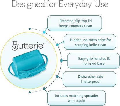 Flip Top Butter Dish with Attached Lid & Matching Knife - Image 7