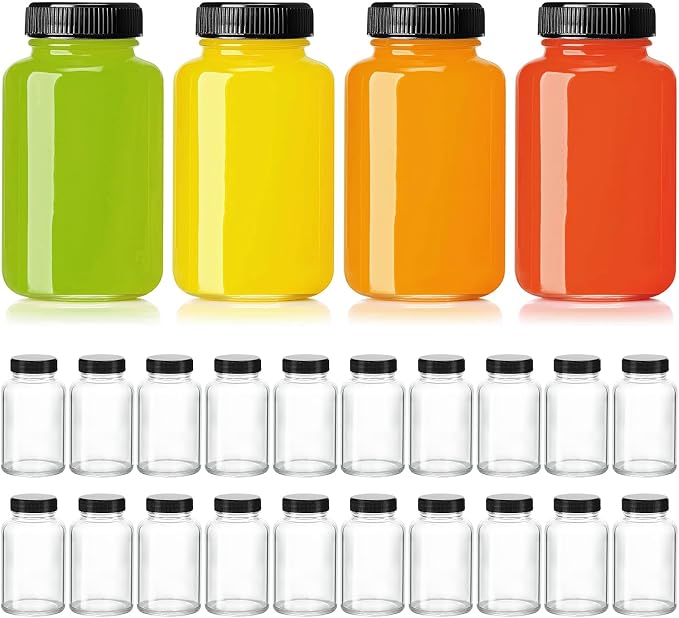 KEYWING 24 Pack Small Shot Bottles, 4oz Glass Jars by KEYWING
