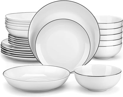 MALACASA 24-Piece Porcelain Dinnerware Set, by MALACASA