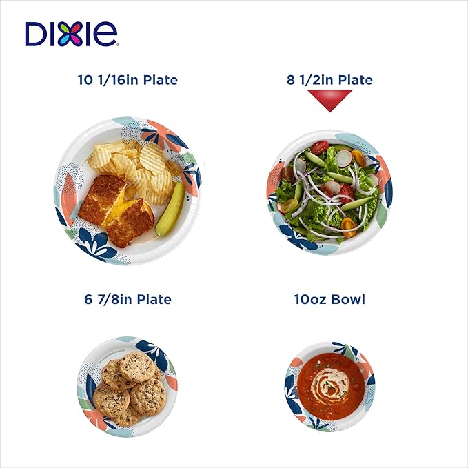 Dixie Medium Paper Plates, 8.5 Inch, 2X Stronger*, Microwave-Safe, Soak-Proof - Image 7