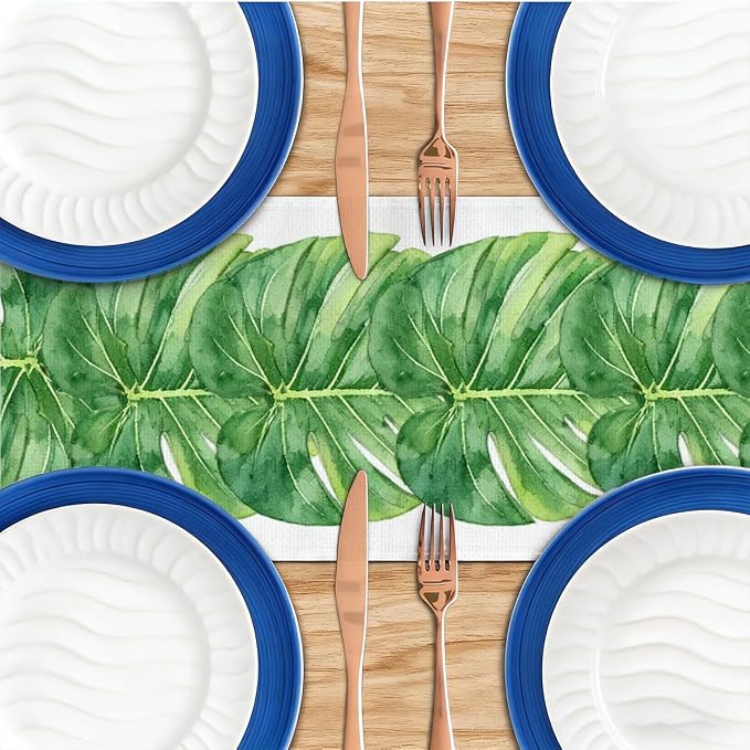 Palm Leaves Table Runners 13x72 Inch, Tropical Palm Leaves Table Runner | Faux - Image 4
