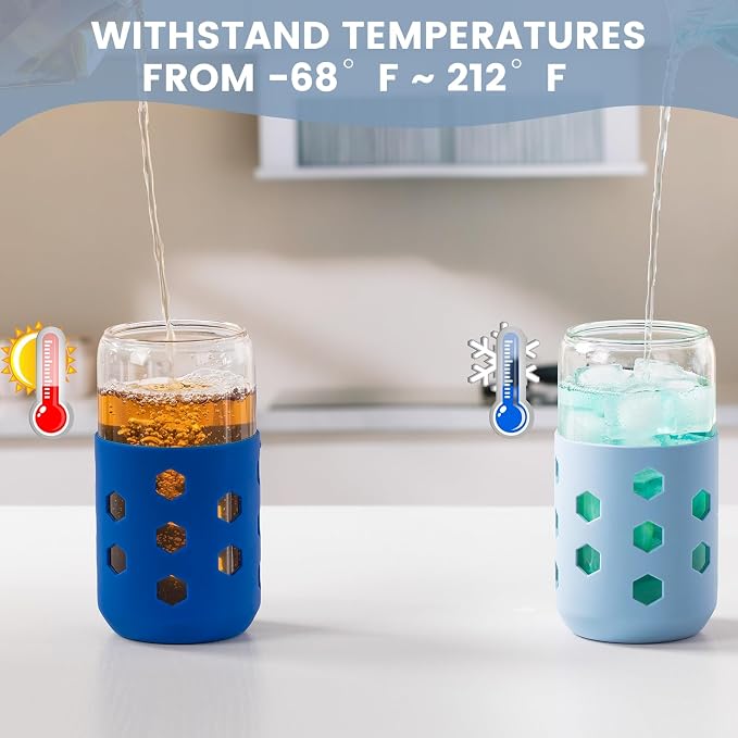 Mrsdry 16 oz Glass Cups with Lids and Straws - Image 5