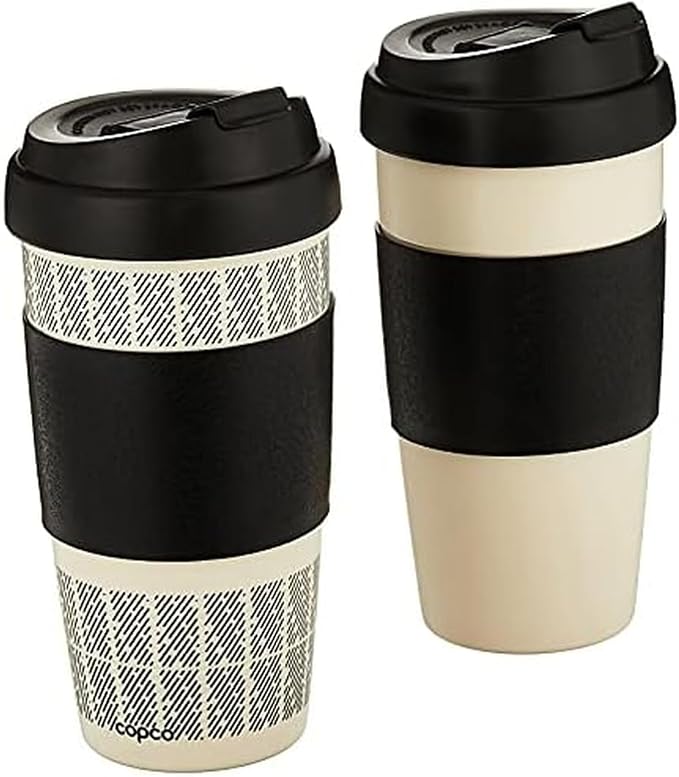 Copco 5237160 Reusable, Insulated Double Wall Travel Mugs 16-ounce White/Black by Copco