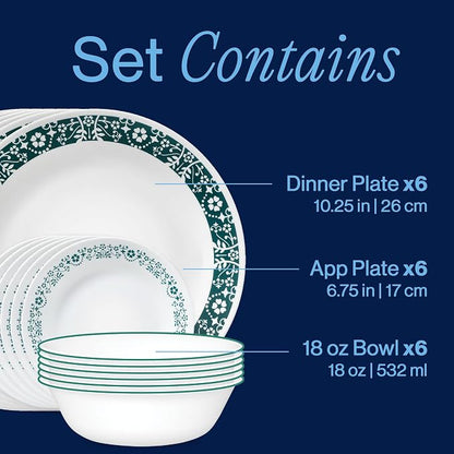 Corelle Vitrelle 18 Piece Glass Dinnerware Sets Service - Image 3