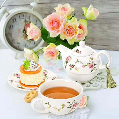 Coloch Tea for One Set, Porcelain Teapot Cup and Saucer Set - Image 9