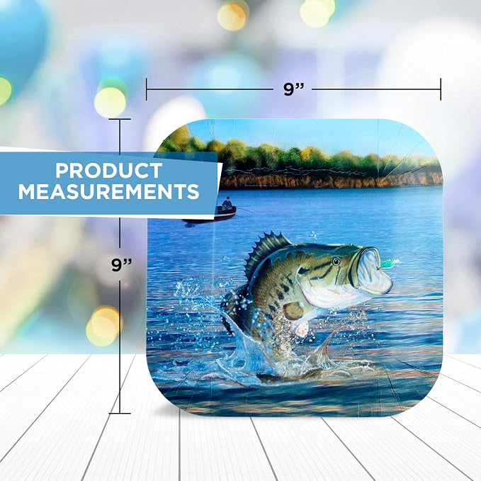 Havercamp Fishing Plates-8 Pack-9 Inch Square-Gone Fishin Party | Set of 8 - Image 7