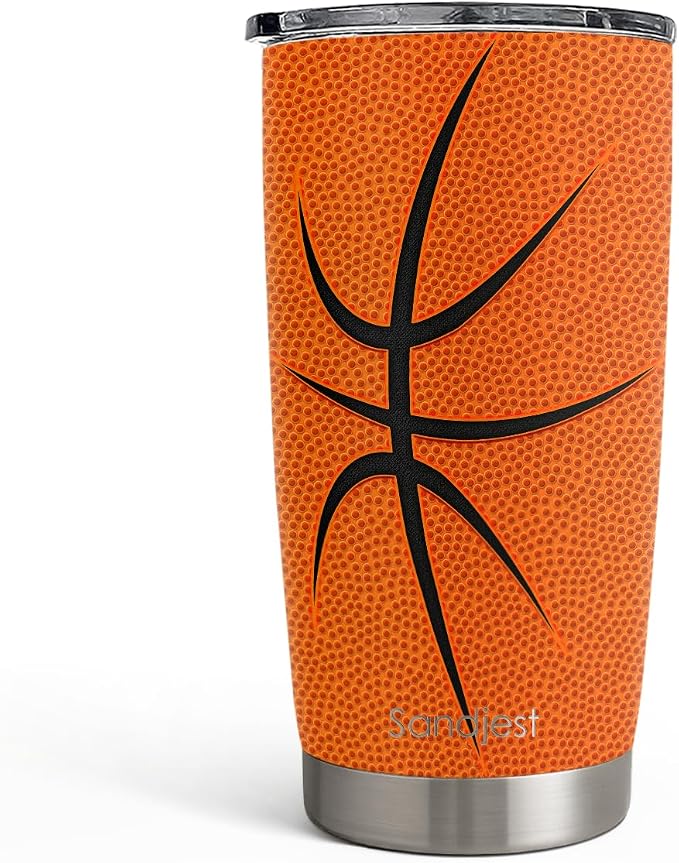 SANDJEST Basketball Tumbler 20oz Stainless Steel Insulated, Travel Coffee Cup by SANDJEST