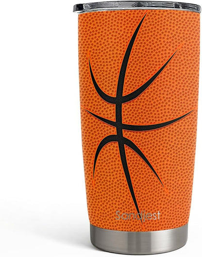 SANDJEST Basketball Tumbler 20oz Stainless Steel Insulated, Travel Coffee Cup by SANDJEST