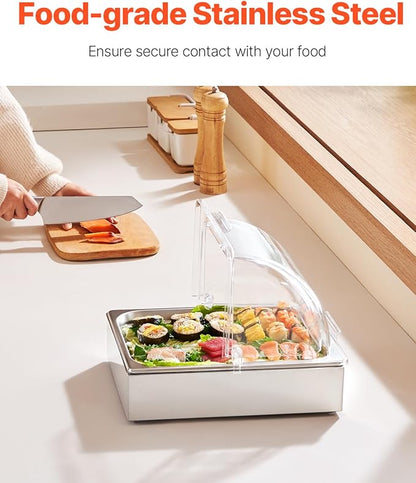 VEVOR Countertop Food Serving Display Container, 1 x 1/2 Pan Stainless Steel - Image 2