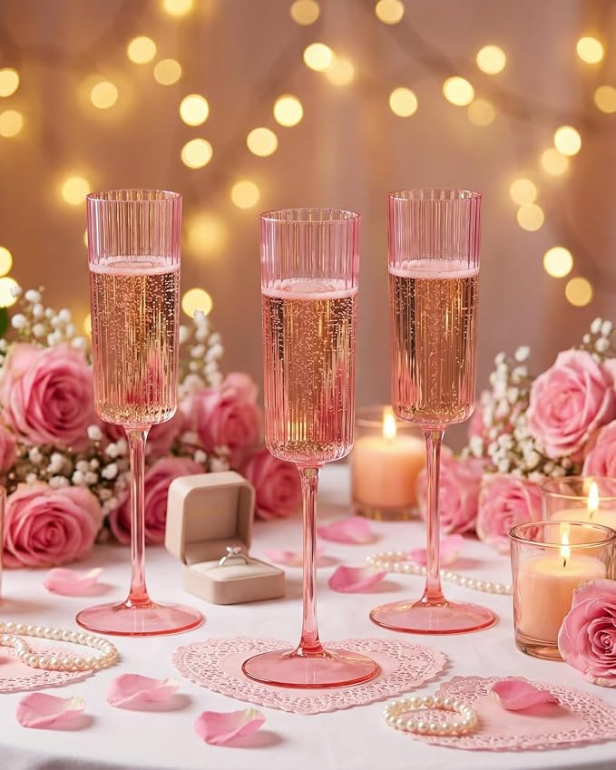 Ciaell 24 Pack Pink Plastic Champagne Flutes - Image 8